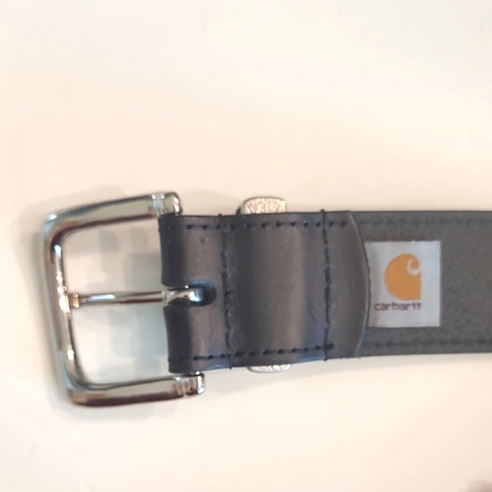 Carhartt Leather Genuine Leather Belt Debossed Brand Logo Adjustable Size 48